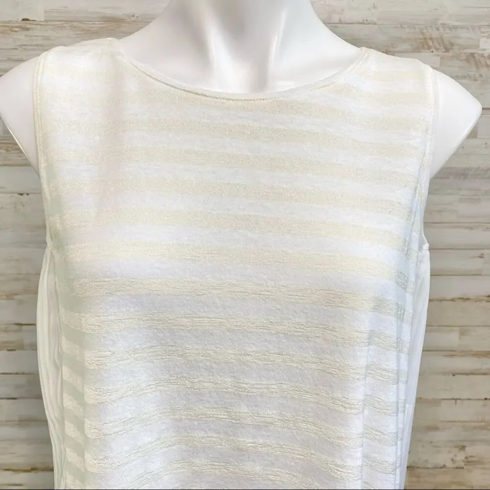 Ipekyol Sleeveless Striped Top Womens Size XS White Cream Chiffon Pleated Back - Picture 3 of 11
